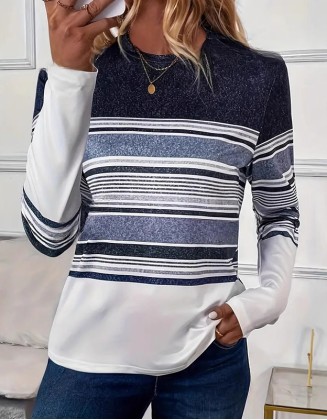 Creative Shading Pattern Printed T Shirt 3d Digital Printing Leisure Trend Long Sleeve