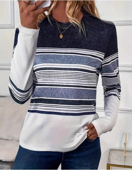 Creative Shading Pattern Printed T Shirt 3d Digital Printing Leisure Trend Long Sleeve