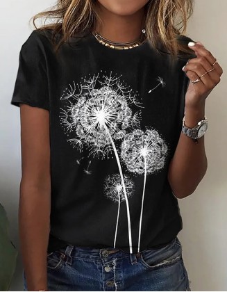 Dandelion 3d Printed Women's T Shirt Fashion Loose Top Casual Short Sleeve Street Breathable