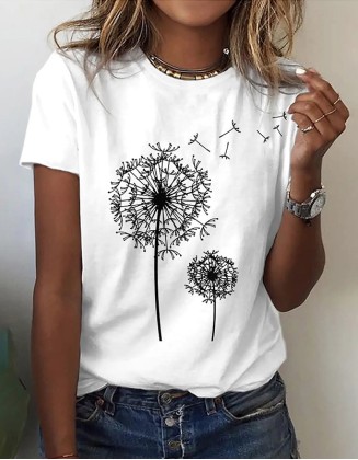 Dandelion 3d Printed Women's T Shirt Fashion Loose Top Casual Short Sleeve Street Breathable