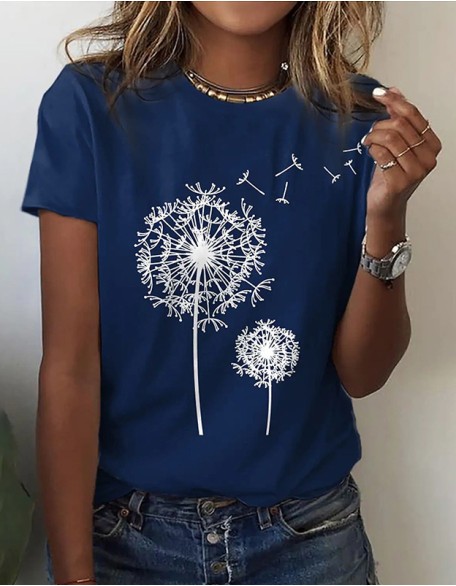 Dandelion 3d Printed Women's T Shirt Fashion Loose Top Casual Short Sleeve Street Breathable