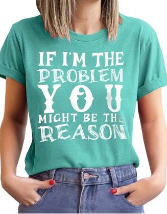 Ladies Letter Printed T Shirt Round Neck Trend Short Sleeve