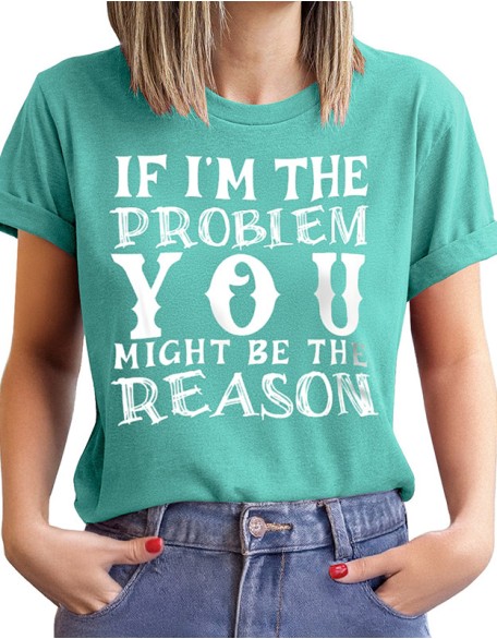 Ladies Letter Printed T Shirt Round Neck Trend Short Sleeve