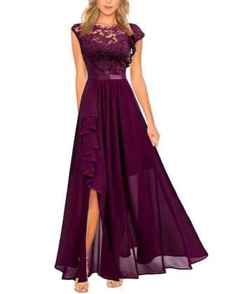 Sleeveless High Waist Long Dress Lace Dress Evening Dress