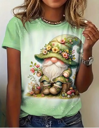 Valentine Women's Funny T-Shirt Regular Round Neck Casual Graphic Shirt Short Sleeve