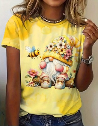Valentine Women's Funny T-Shirt Regular Round Neck Casual Graphic Shirt Short Sleeve