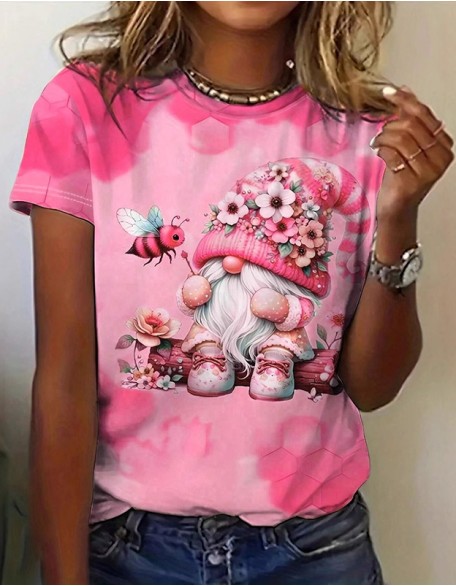 Valentine Women's Funny T-Shirt Regular Round Neck Casual Graphic Shirt Short Sleeve