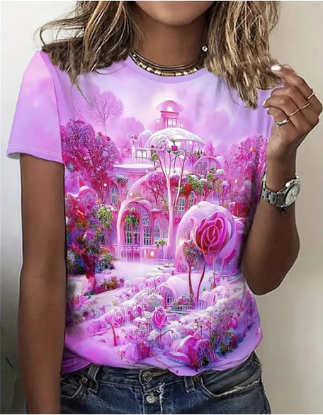 Valentine Women's Funny T-Shirt Regular Round Neck Casual Graphic Shirt Short Sleeve