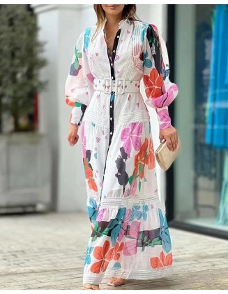 Women's Long Dress Maxi Dress Casual Dress Long Sleeve Spring Dress Floral Fashion Casual Outdoor Daily Vacation Print Dress