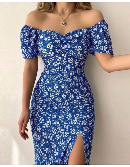 Women Summer Beach Floral Printing Vintage Dress