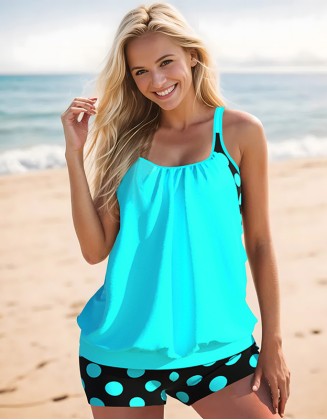 Women's Conservative Tankinis Sports Backless Slim U Neck Sleeveless Swimsuit