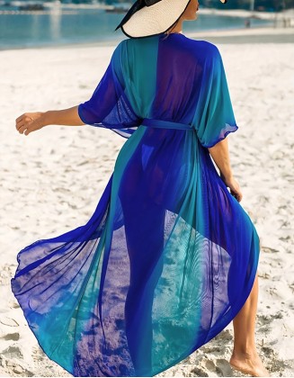 Women's Cover Up Sexy Slim Plus Size Breathable Holiday Sun Proof Beach Blouse