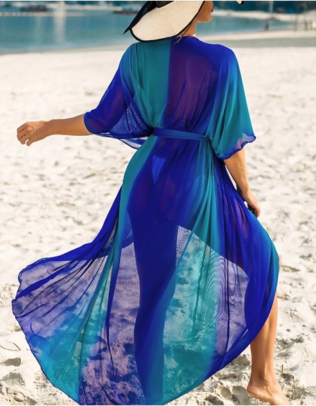 Women's Cover Up Sexy Slim Plus Size Breathable Holiday Sun Proof Beach Blouse