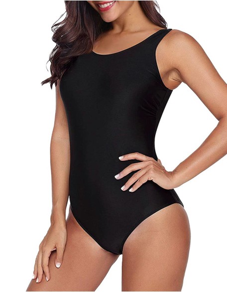 Women's Swimwear One Piece Solid Color Round Neck Backless Bikini Beach Vacation Swimsuit