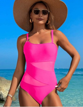 Women's Swimwear One Piece Solid Color Sleeveless Sexy Nylon Swimsuit