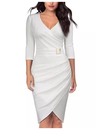 Women's V-neck Work Dress Sheath Dress Semi Formal Dress Elegant Office Daily Workfashion Midi Dress 