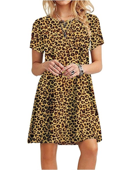 Womens Leopard Sunflowerss Snake Whirlpool Strawberry Dragon Thick O-Neck Party Summer Dress